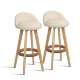 Set of 2 PU Leather Bar Stools - Beige - BSR